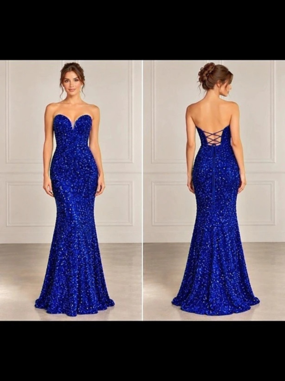 Blue Sequin Maxi Dress NWT
